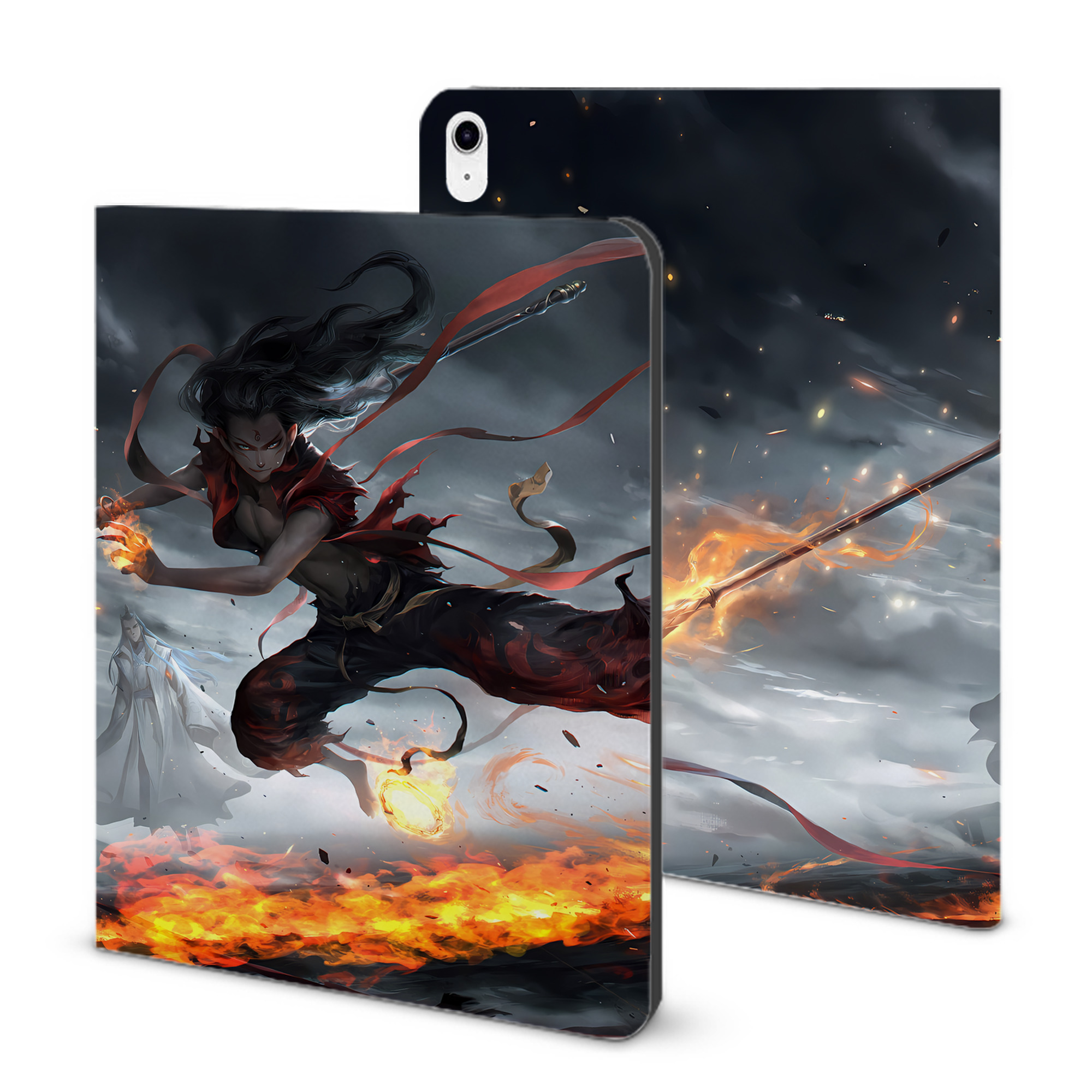（画像用） Ne Zha 2 ナタ 魔童の大暴れ IPad ケース ブック型 PUレザー TPU 耐衝撃 軽量 薄型 ペン収納なし 全面保護 IPad 各モデル対応